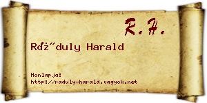 Ráduly Harald névjegykártya